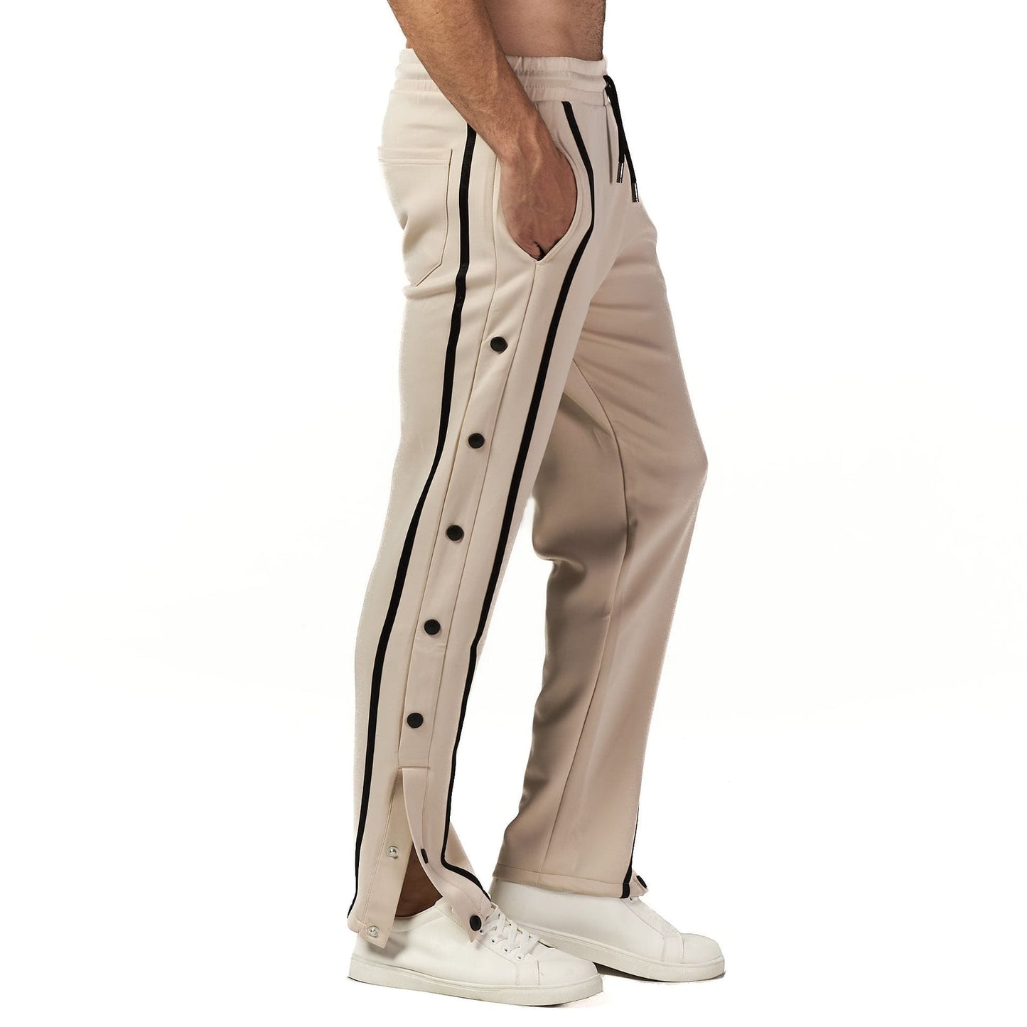Beige side striped sweatpant