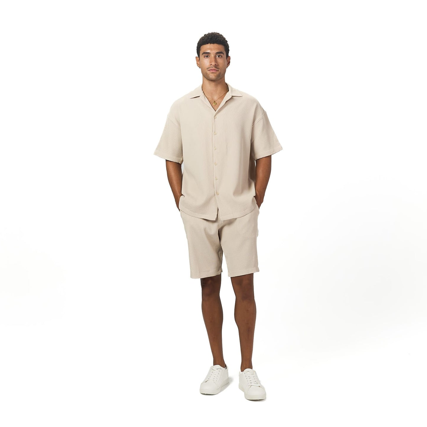 Beige striped set