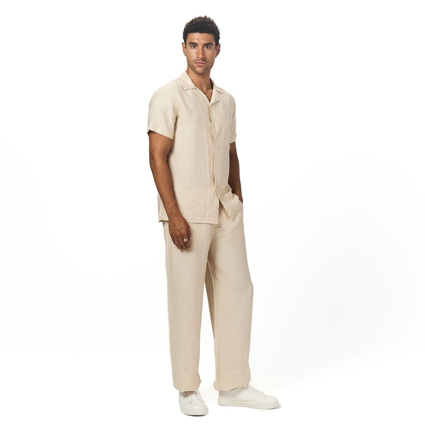 Beige summer linen set