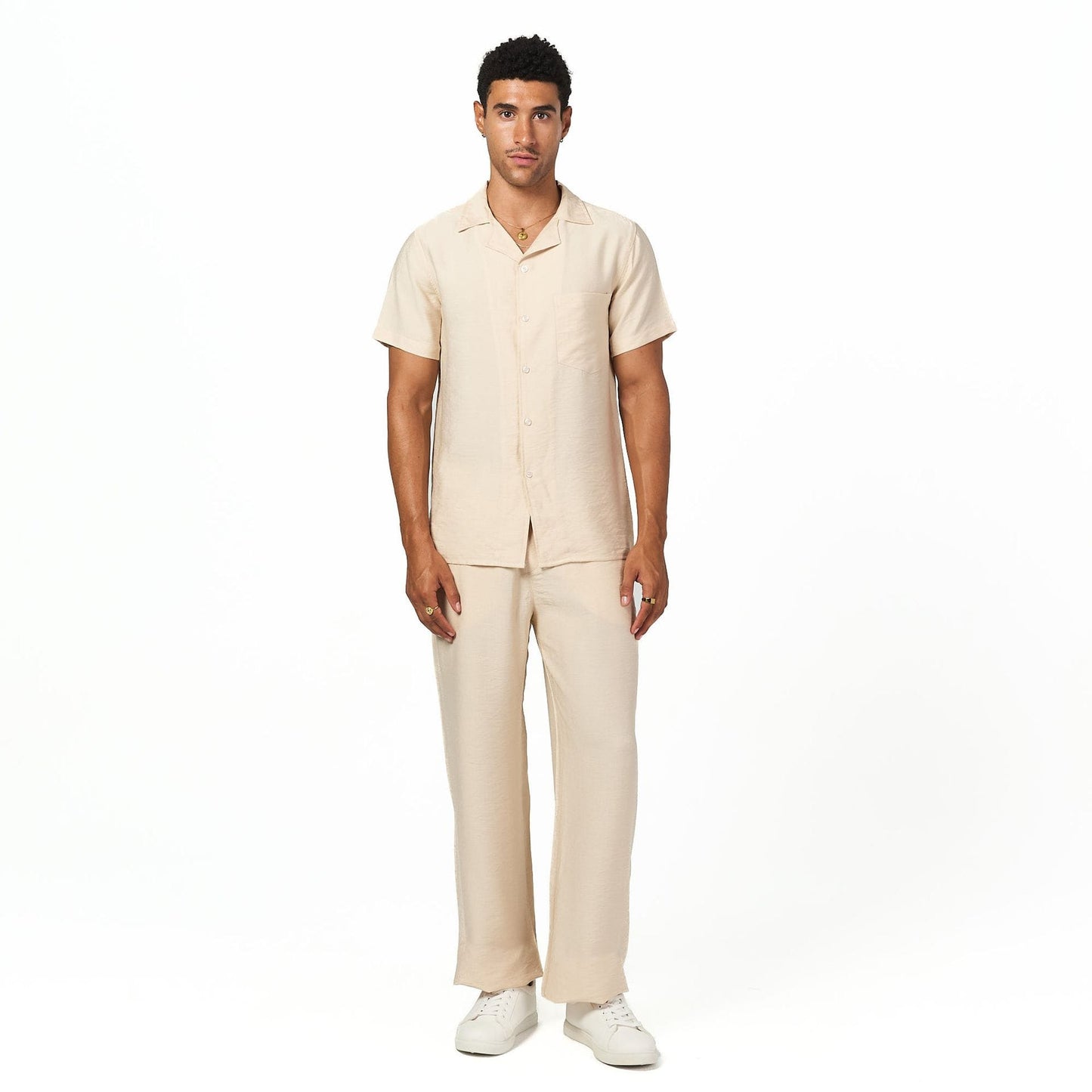 Beige summer linen set