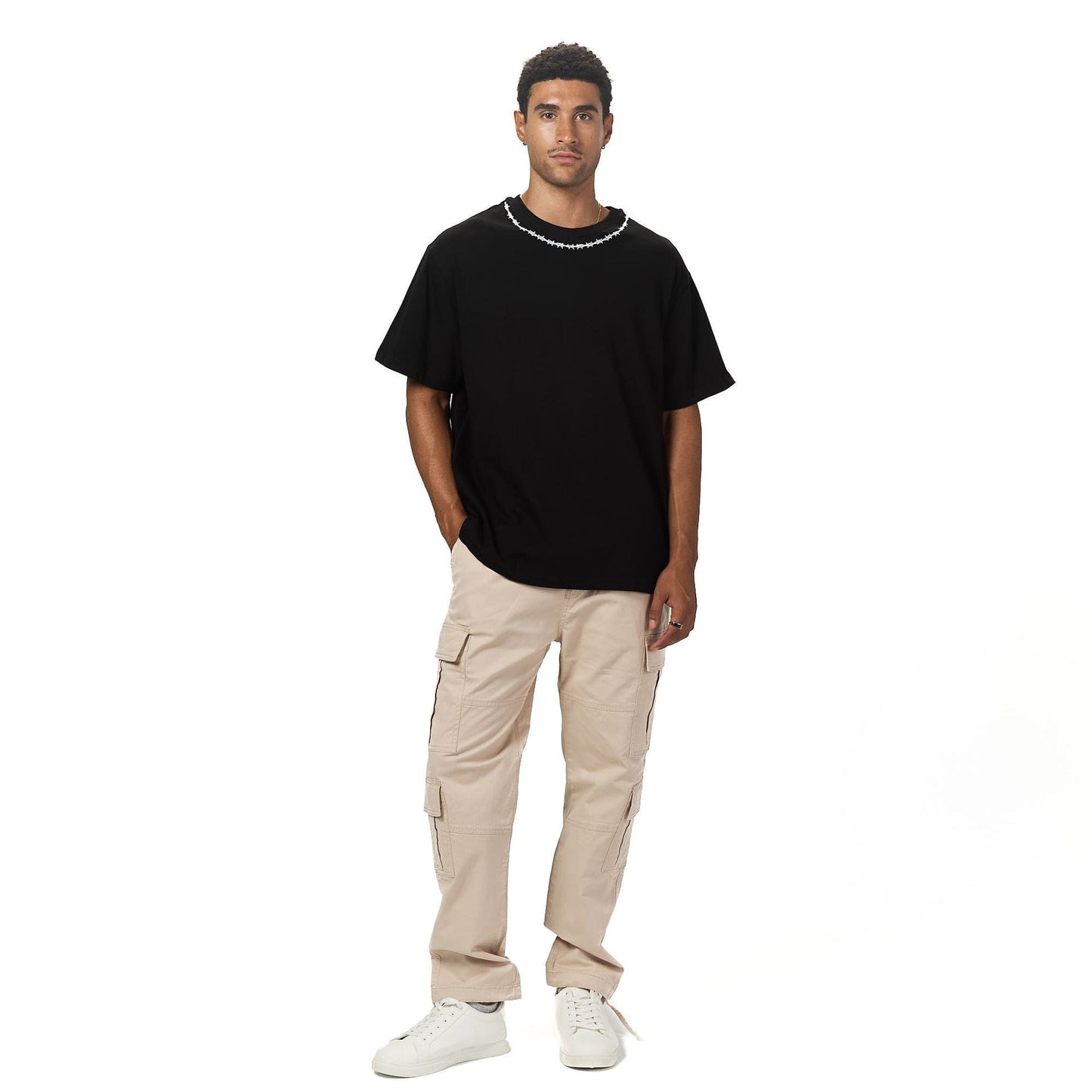 Black Oversized neck Printed T shirt