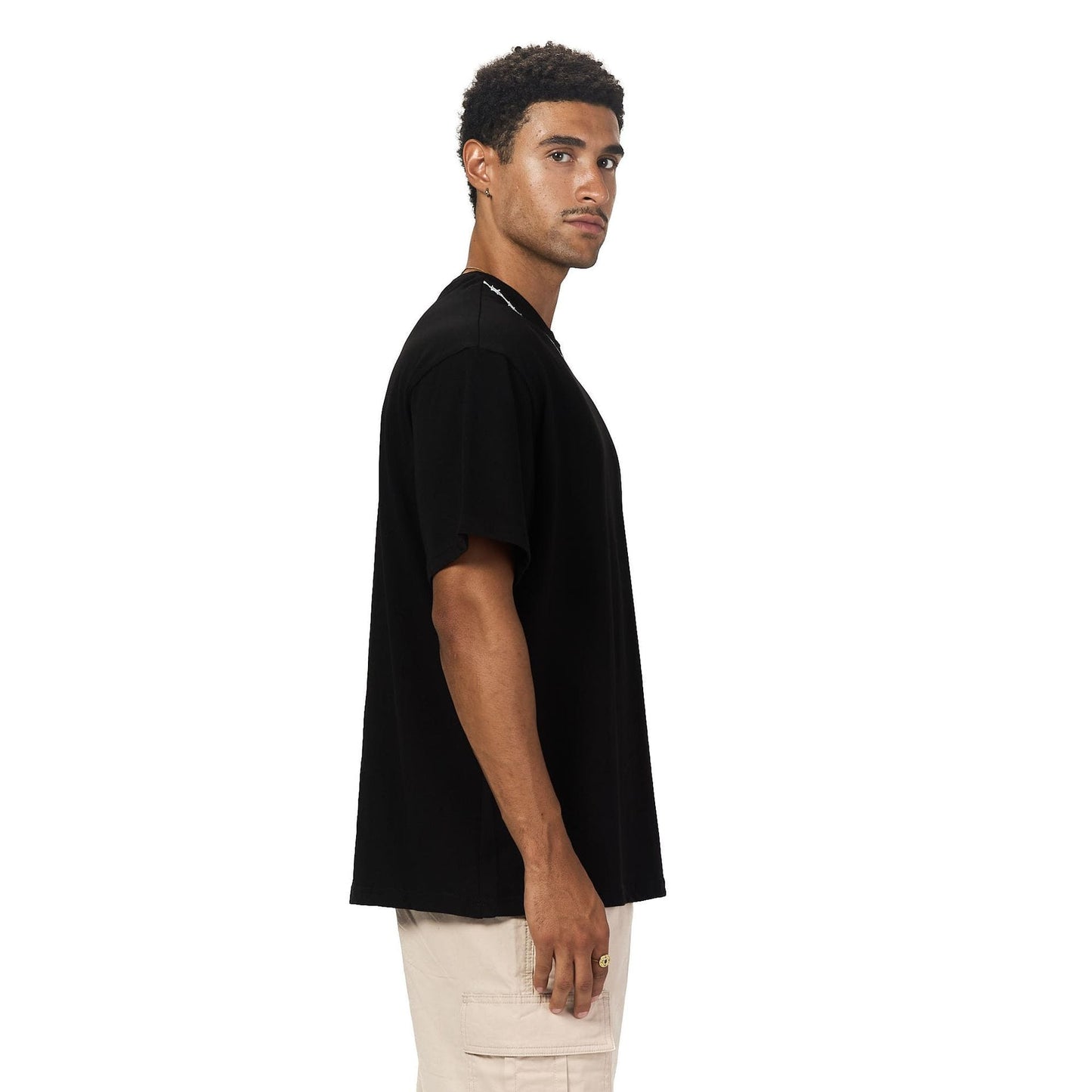 Black Oversized neck Printed T shirt