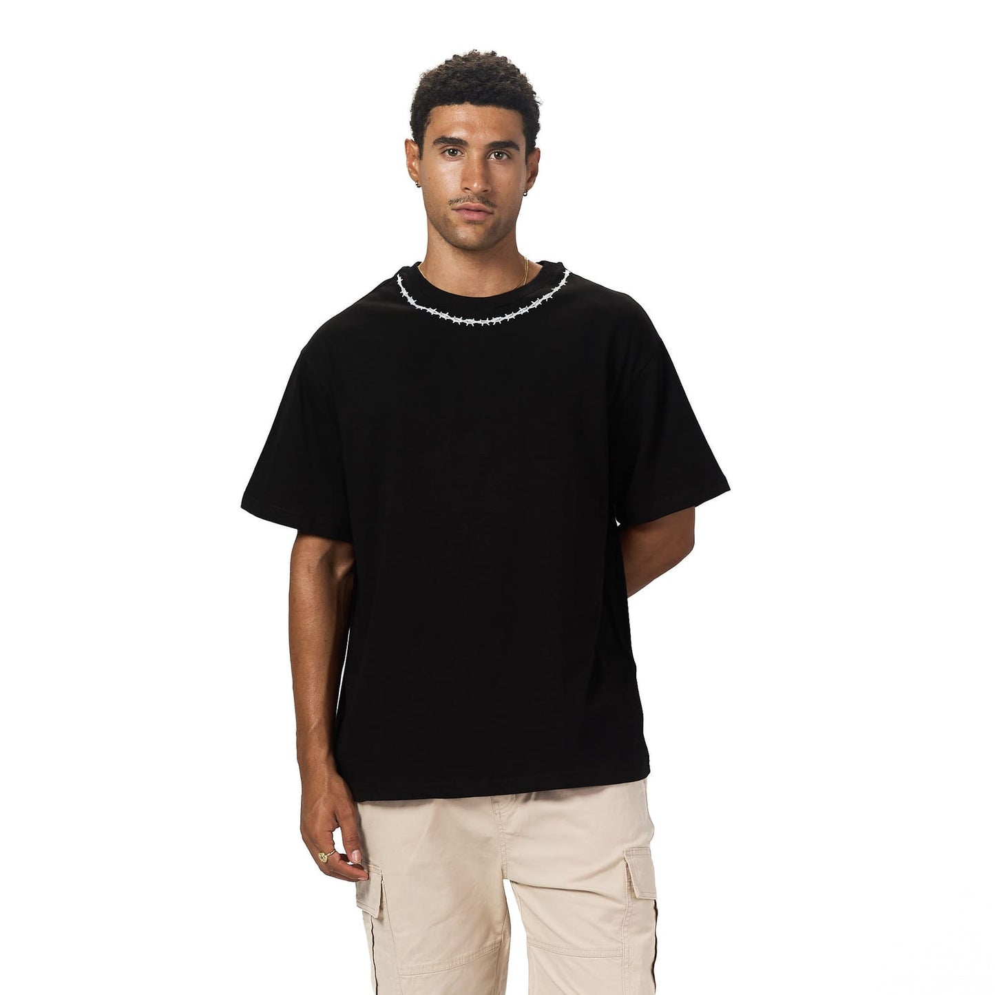 Black Oversized neck Printed T shirt