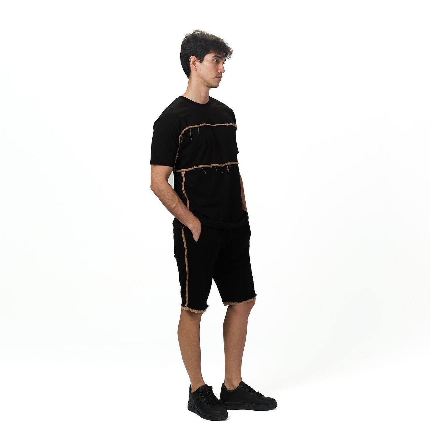 Black brown striped set