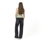 Black front cut jean