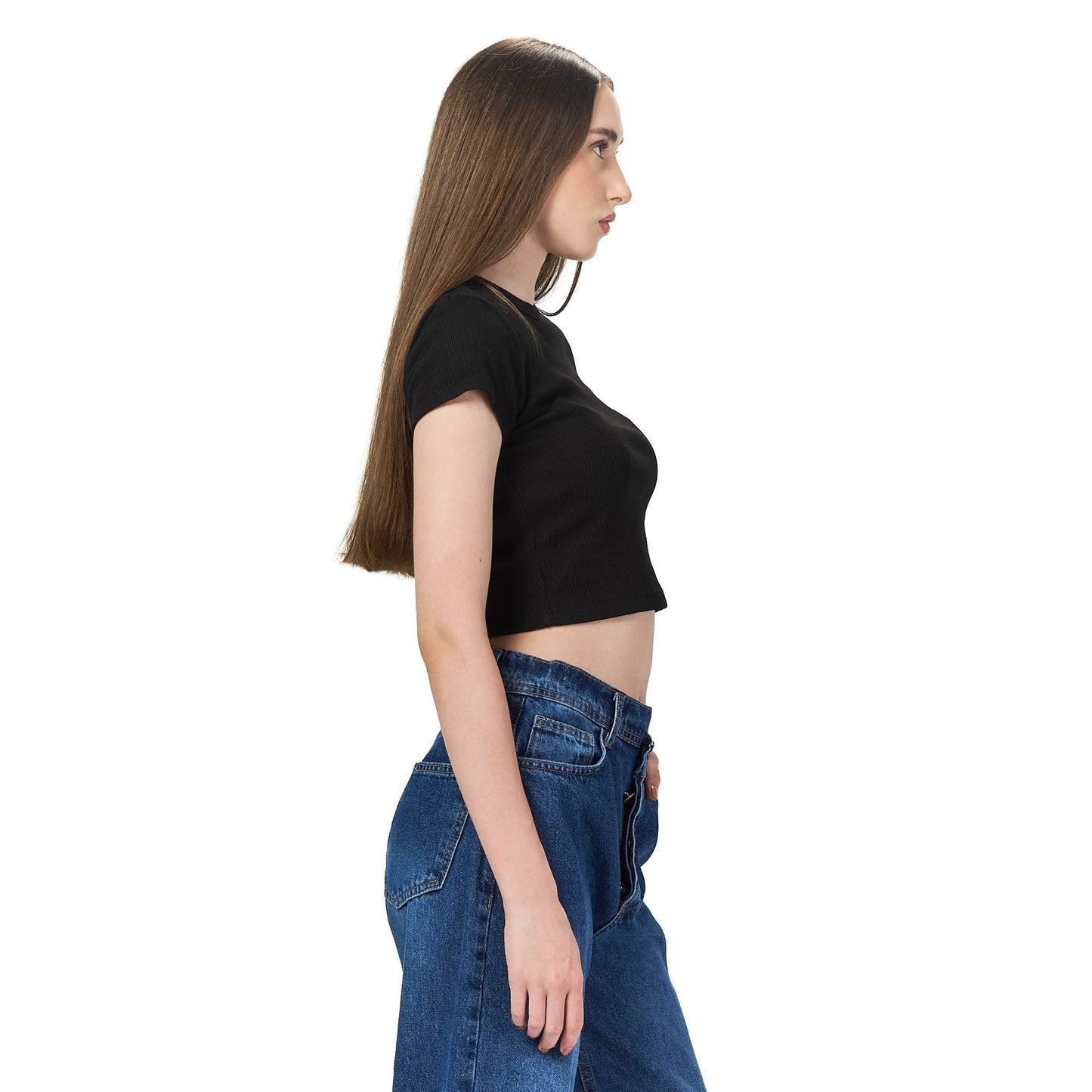 Black ribbed short Sleeveless basic body