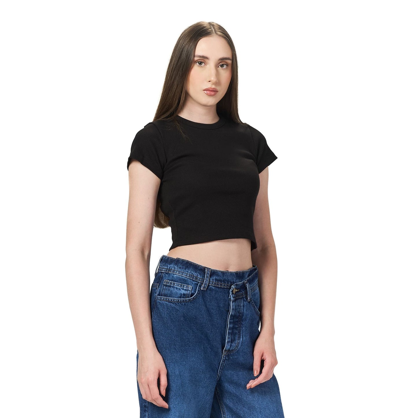 Black ribbed short Sleeveless basic body