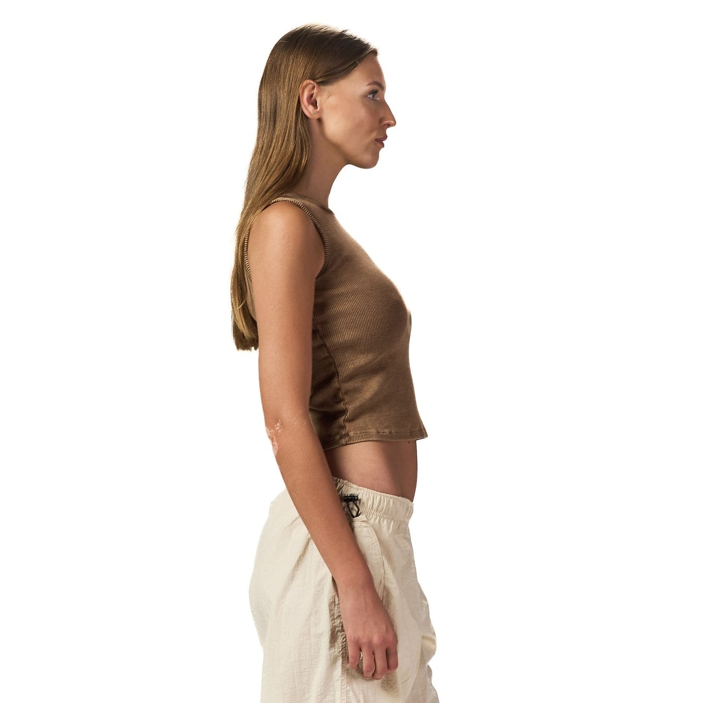 Brown washed sleeveless body