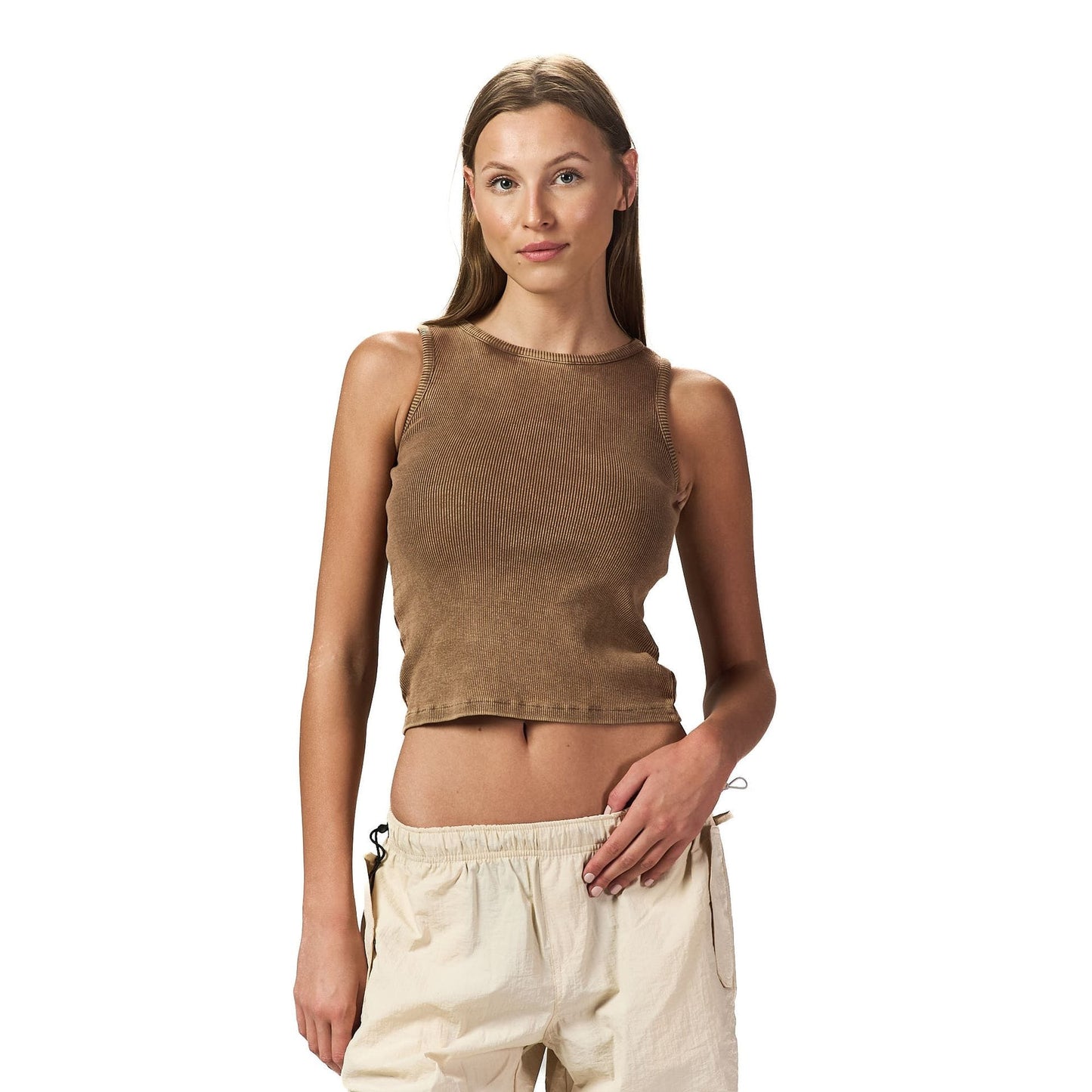 Brown washed sleeveless body