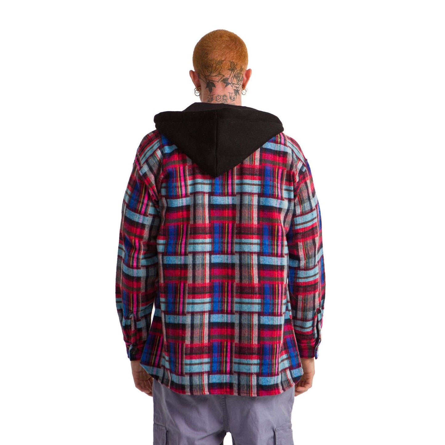 Checkered Plaid Jacket Striped Burgundy Light Blue