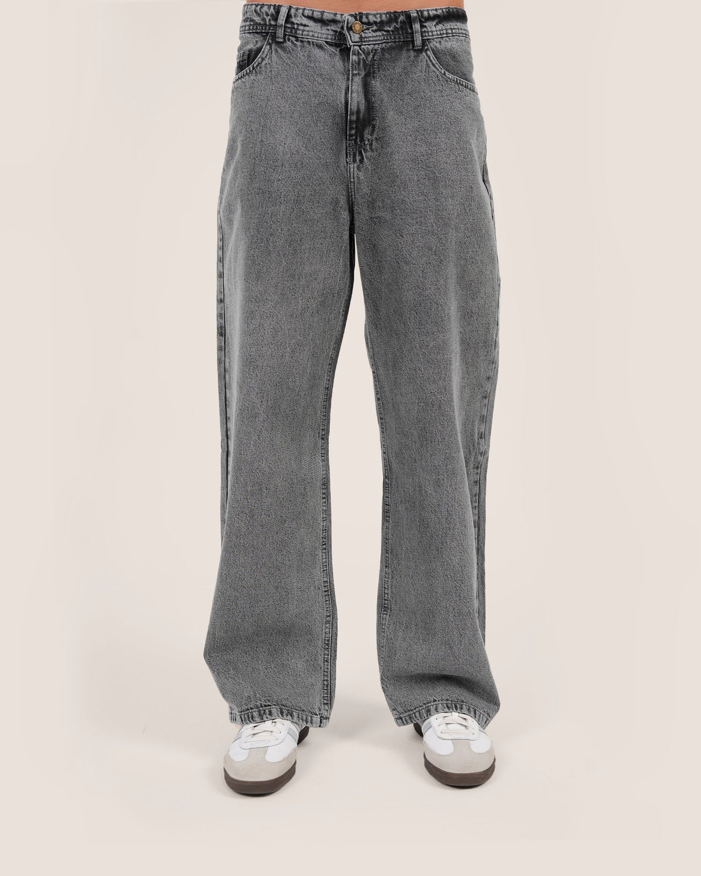 Grey washed baggy jeans