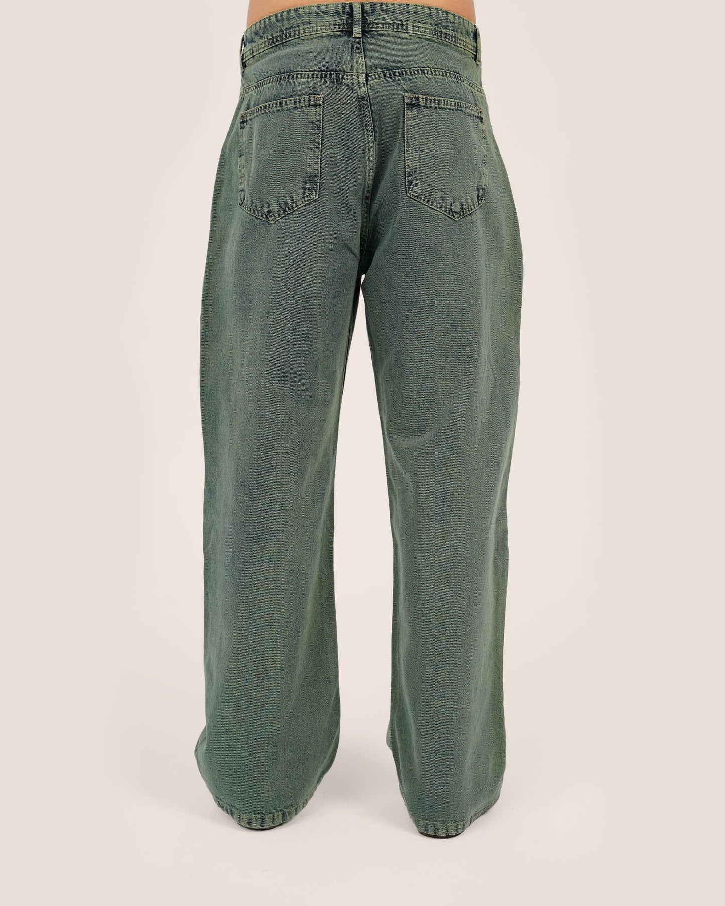 Overdye green washed baggy jeans