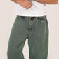 Overdye green washed baggy jeans