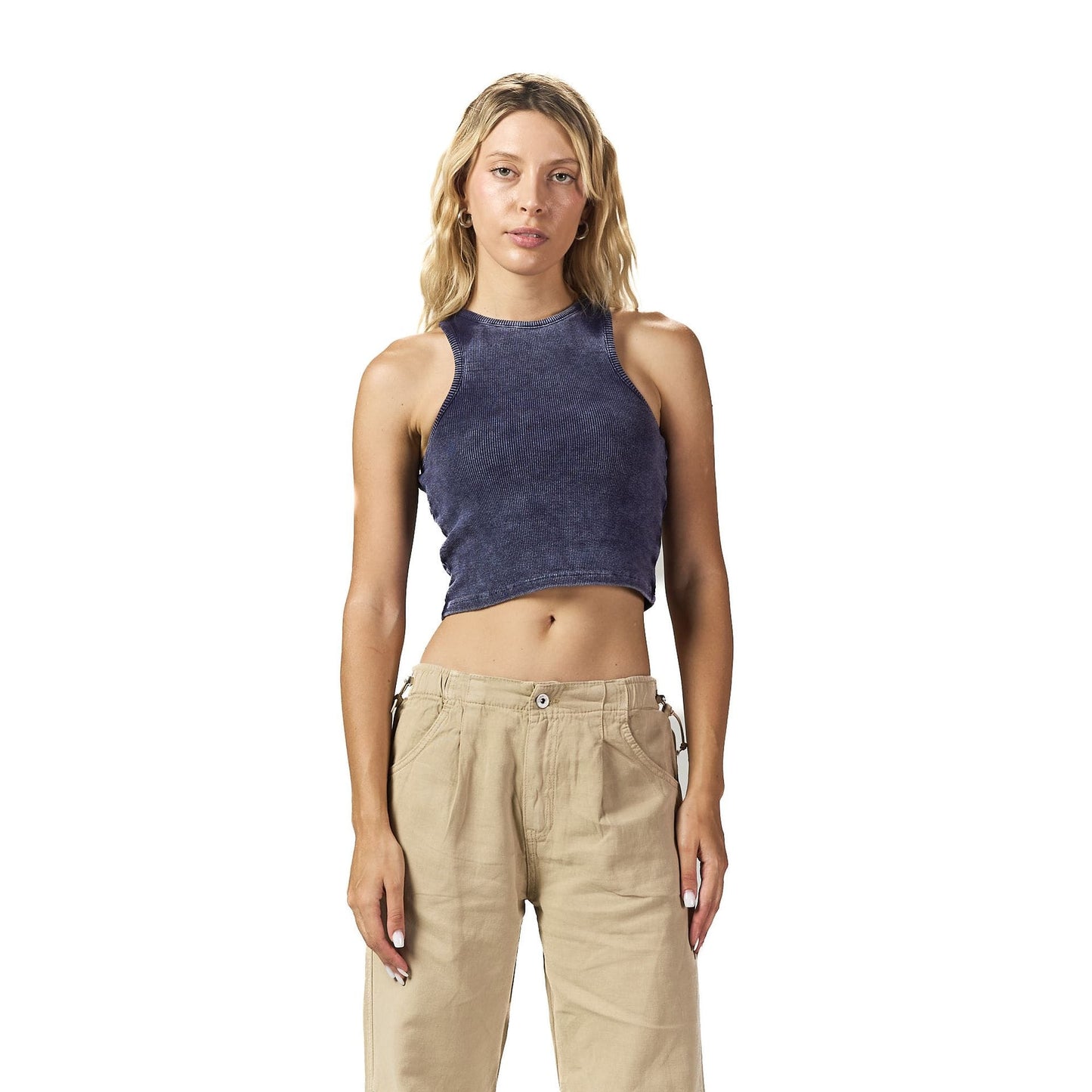 Dark blue washed Sleeveless X body