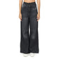 Dark grey wide leg elastic jeans