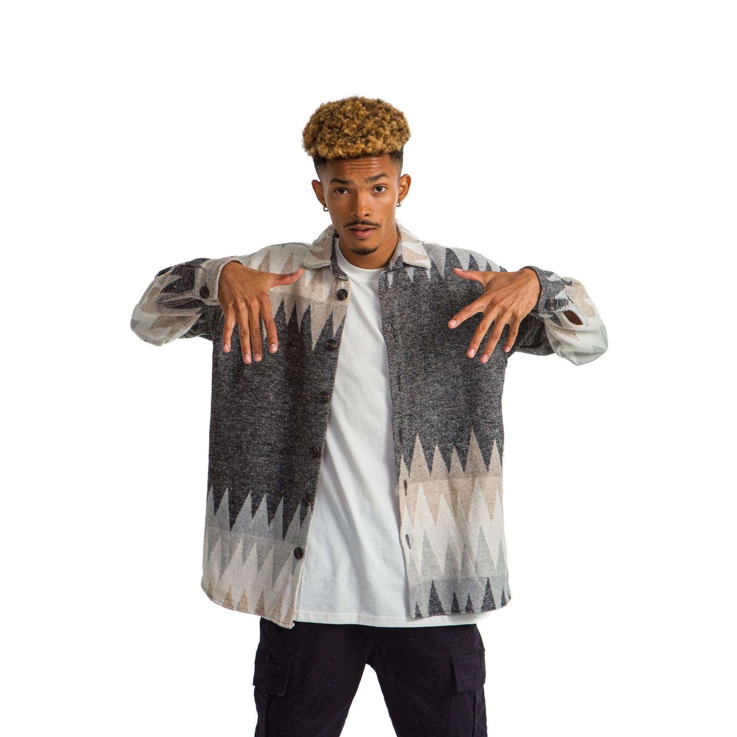 Designed Shirt Grey Brown Repeated