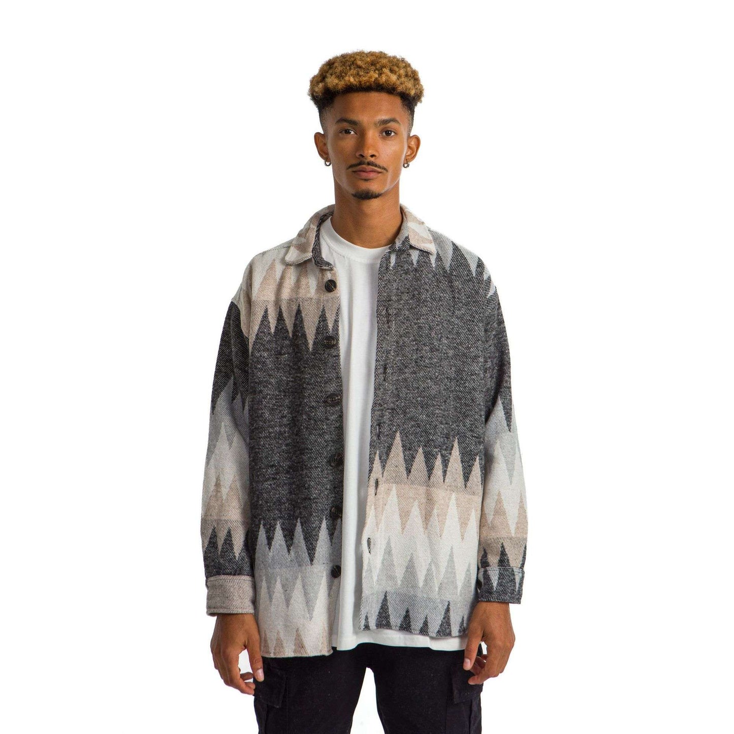 Designed Shirt Grey Brown Repeated
