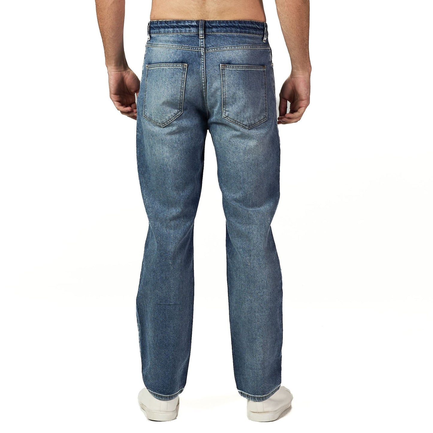 Designed cut blue jean