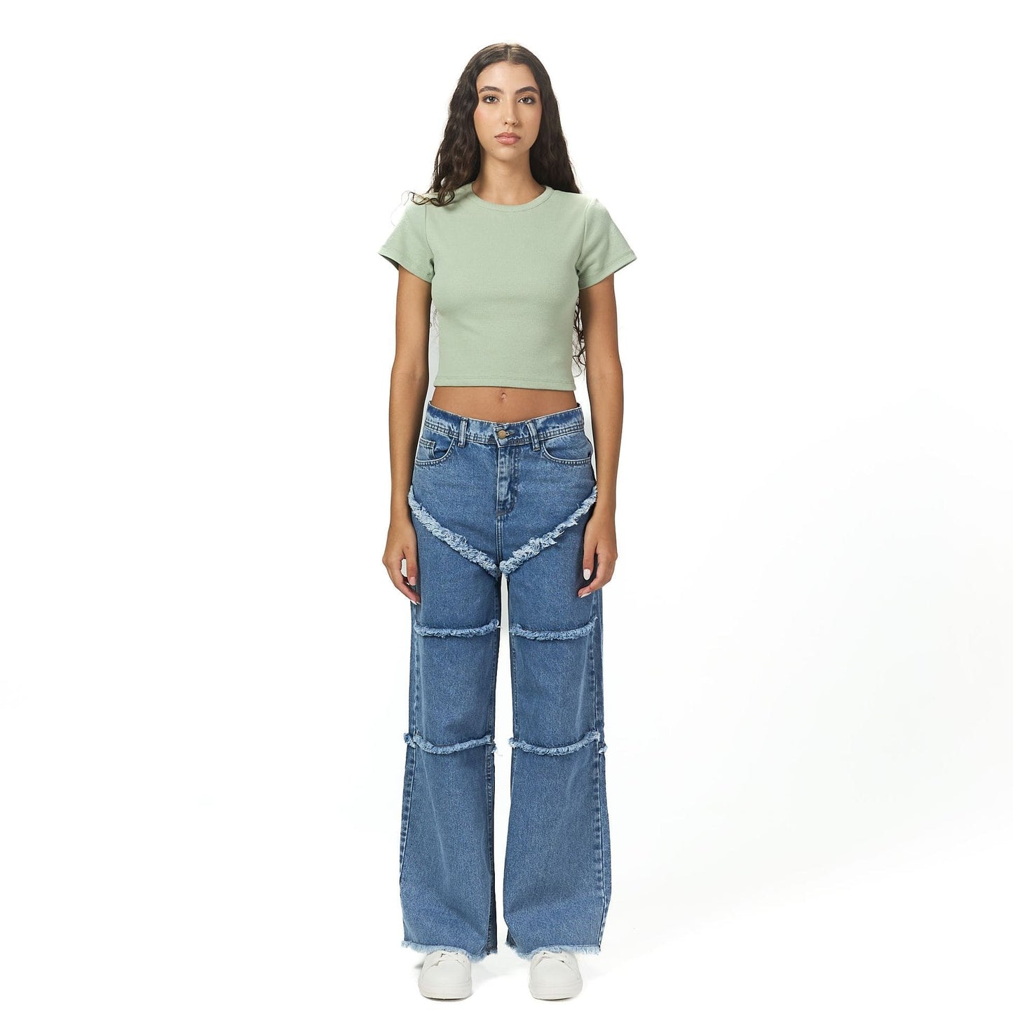 Green ribbed short Sleeveless basic body