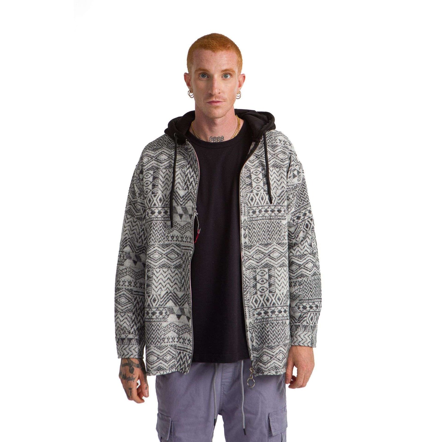 Grey Designed plaid Jacket Repeated Seamless Geometric Pattern