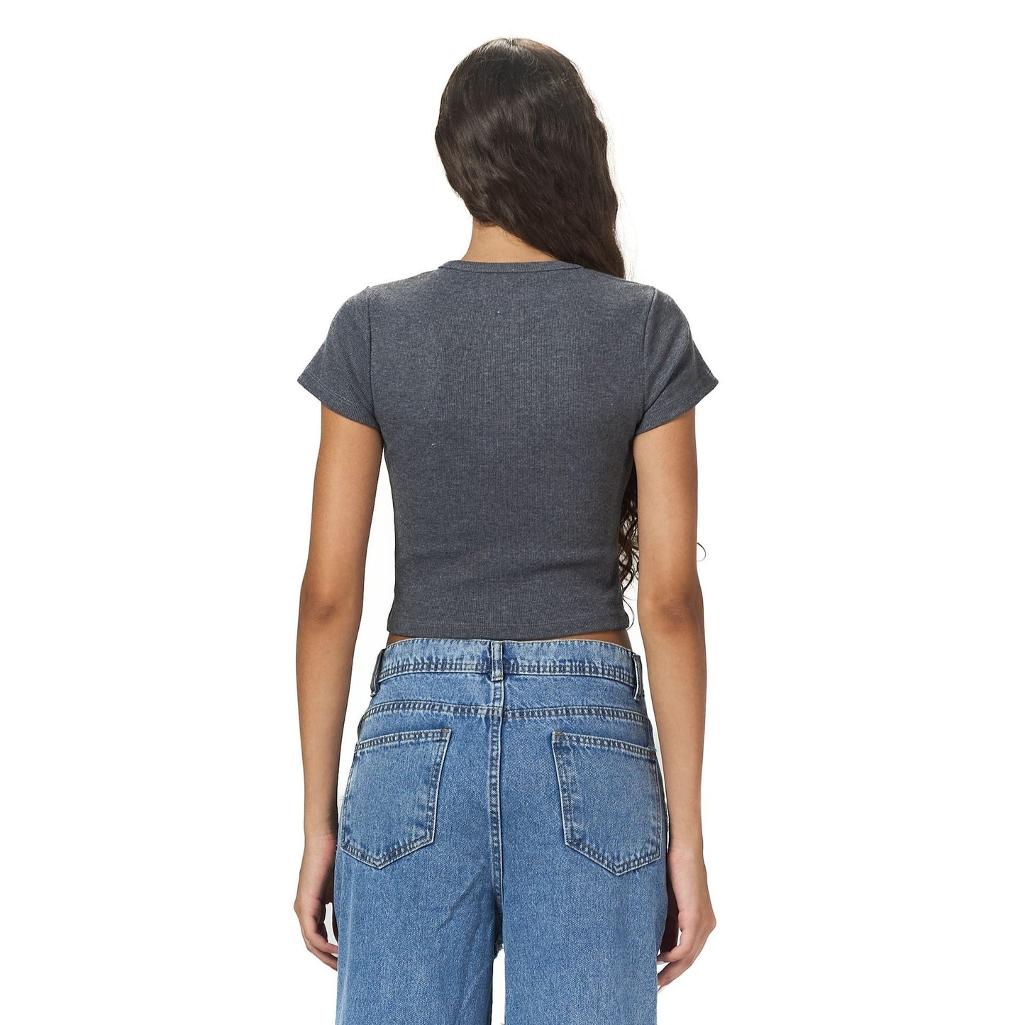 Grey ribbed short Sleeveless basic body