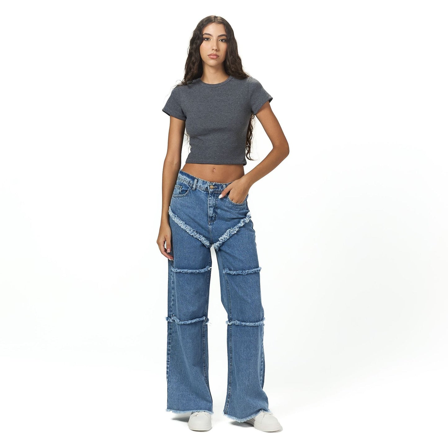 Grey ribbed short Sleeveless basic body
