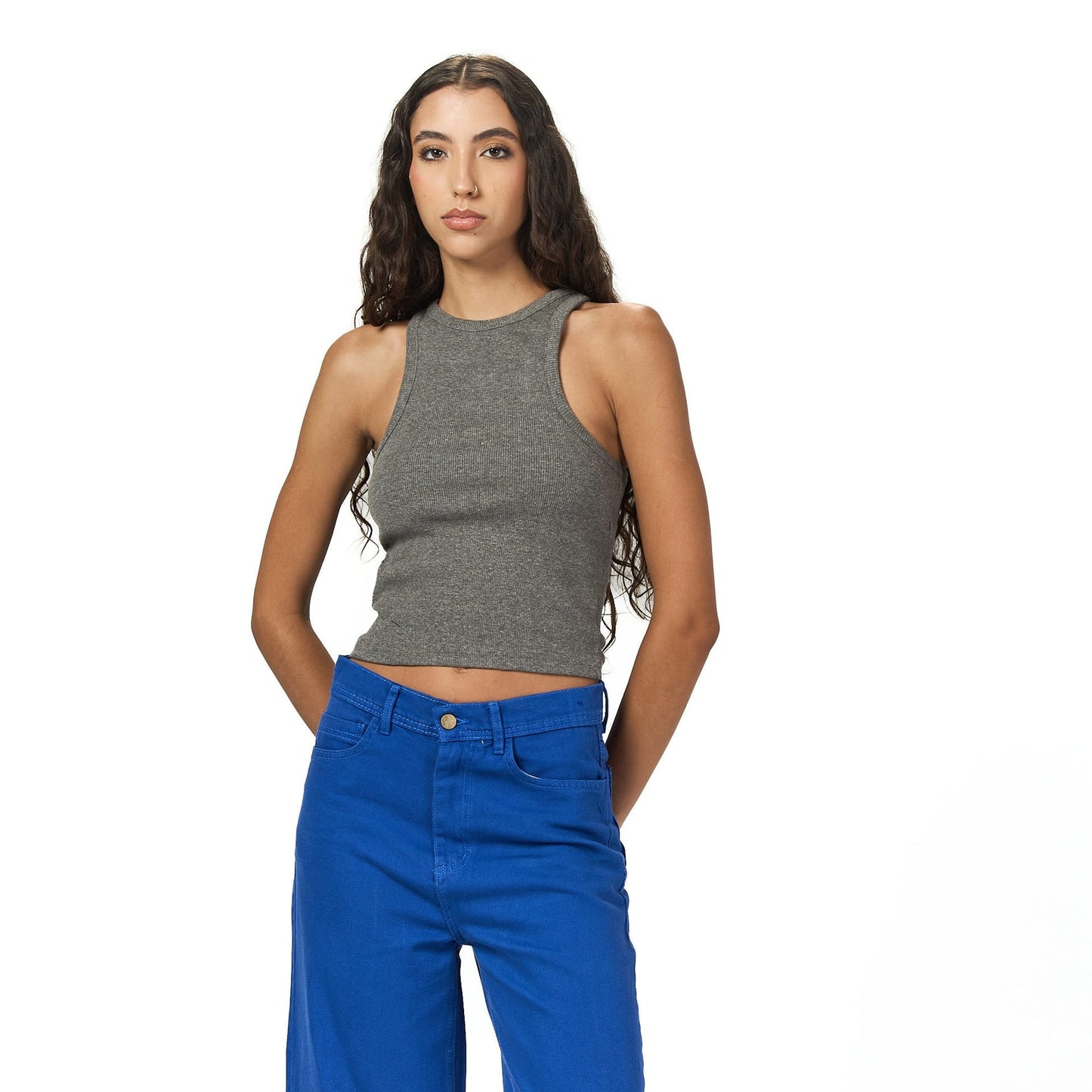 Grey sleeveless X body