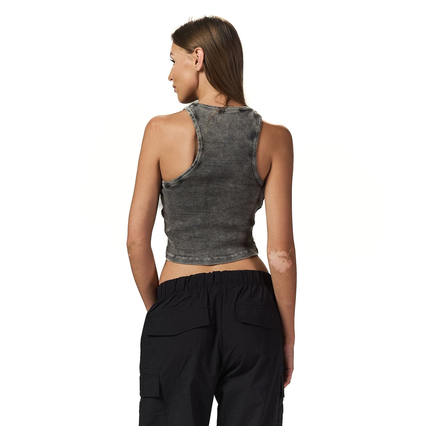 Grey washed sleeveless X body