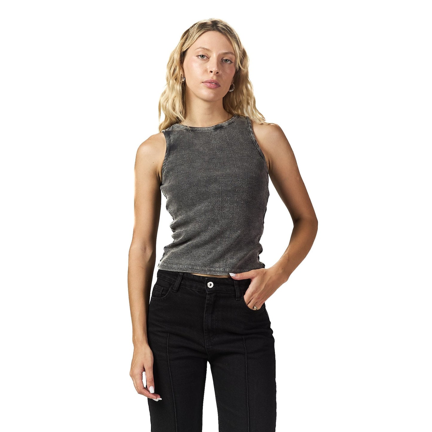 Grey washed sleeveless body