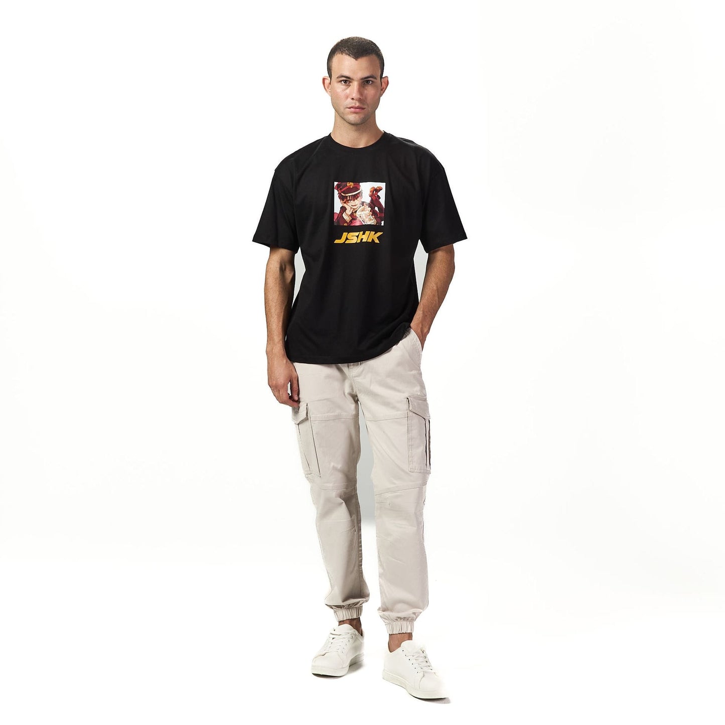 JSHK Black Oversized Printed T-shirt