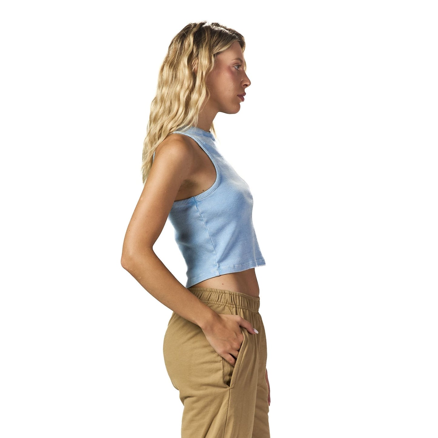 Light blue washed sleeveless X body
