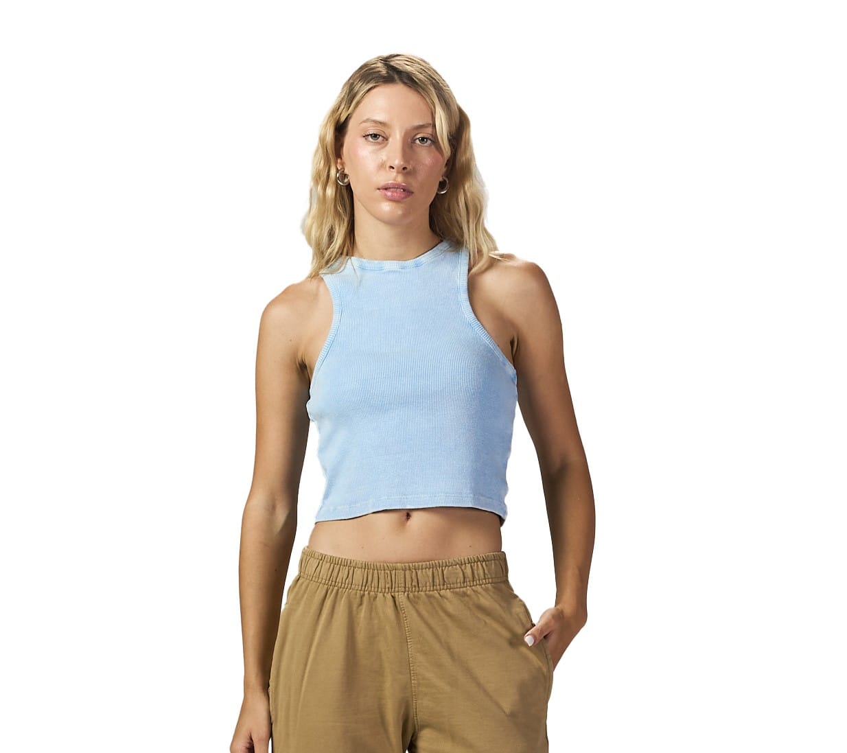 Light blue washed sleeveless X body