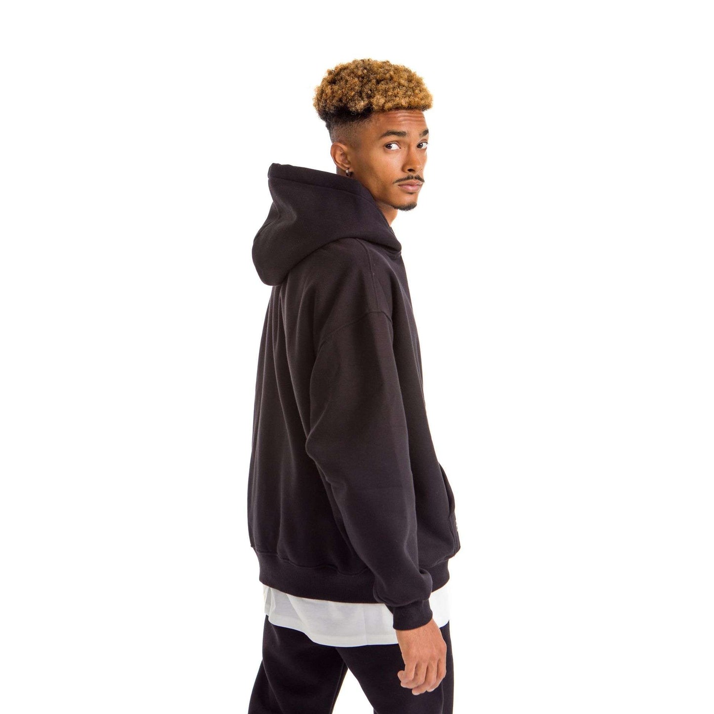 Men Black Heavy Melton Hoodie