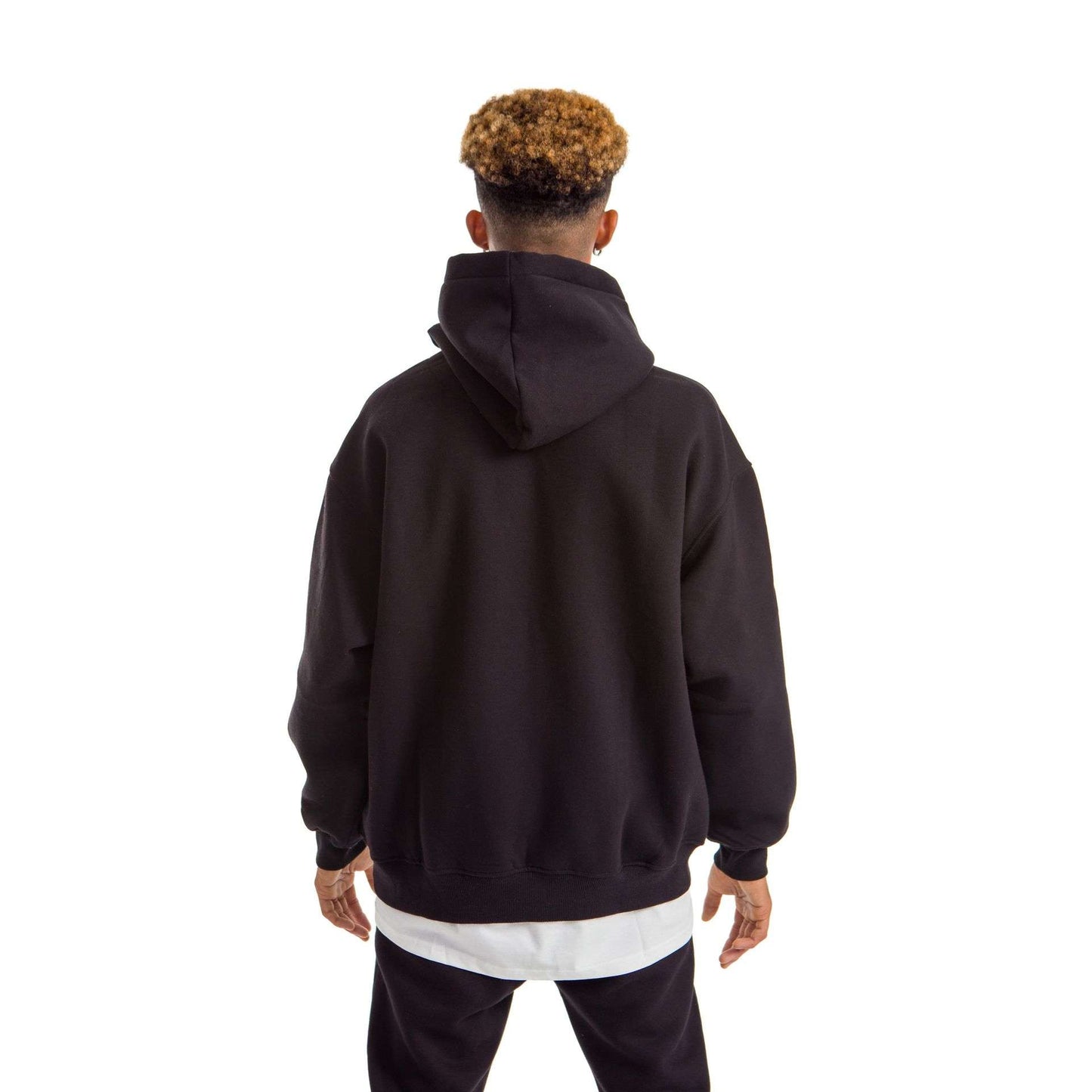Men Black Heavy Melton Hoodie
