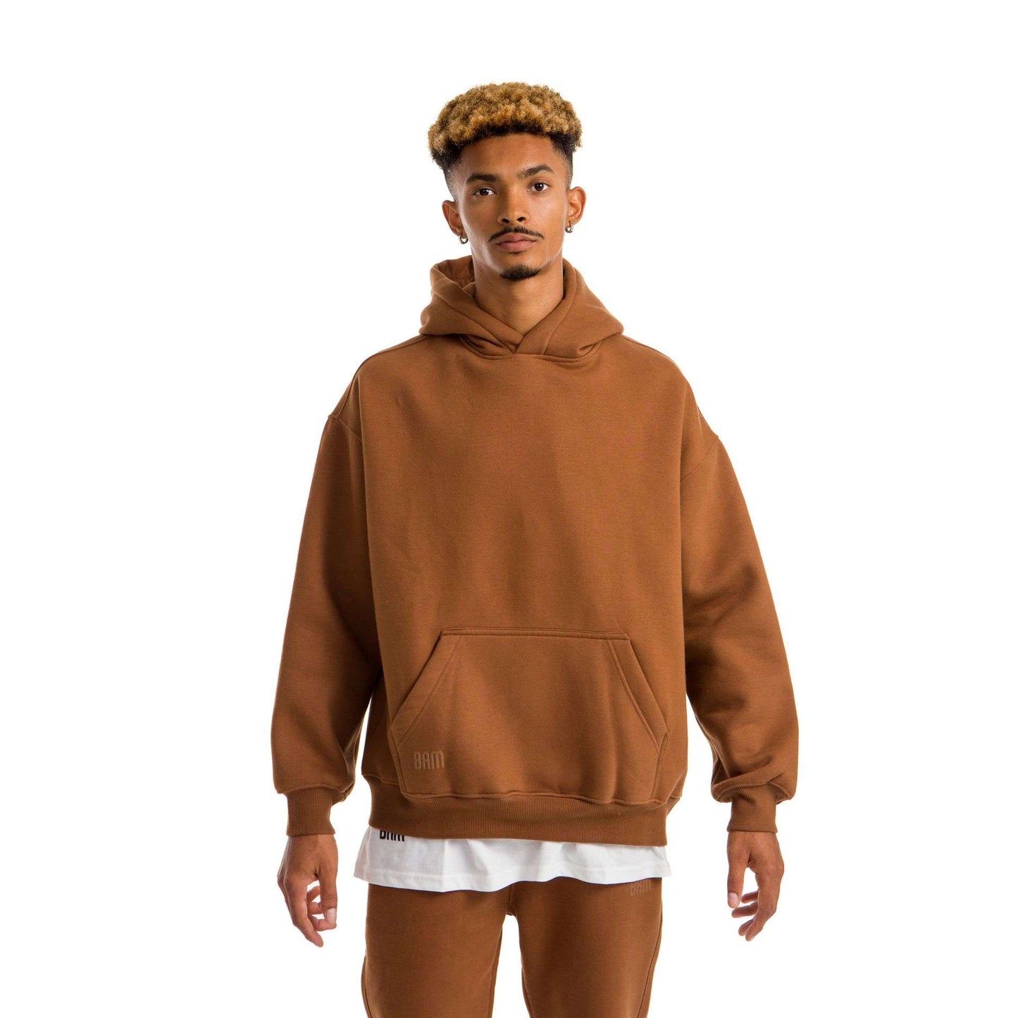 Men Brown Heavy Melton Hoodie