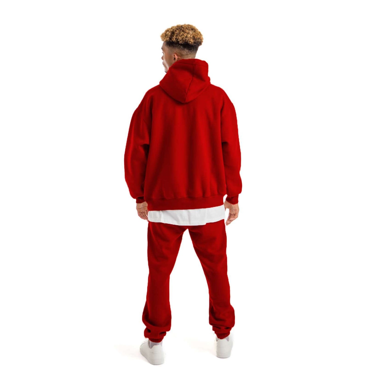 Men Burgundy Melton Plain Hoodies set