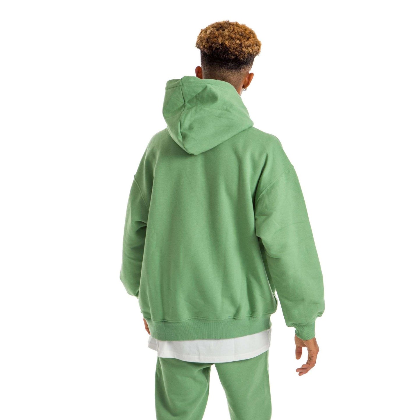Men Green Heavy Melton Hoodie