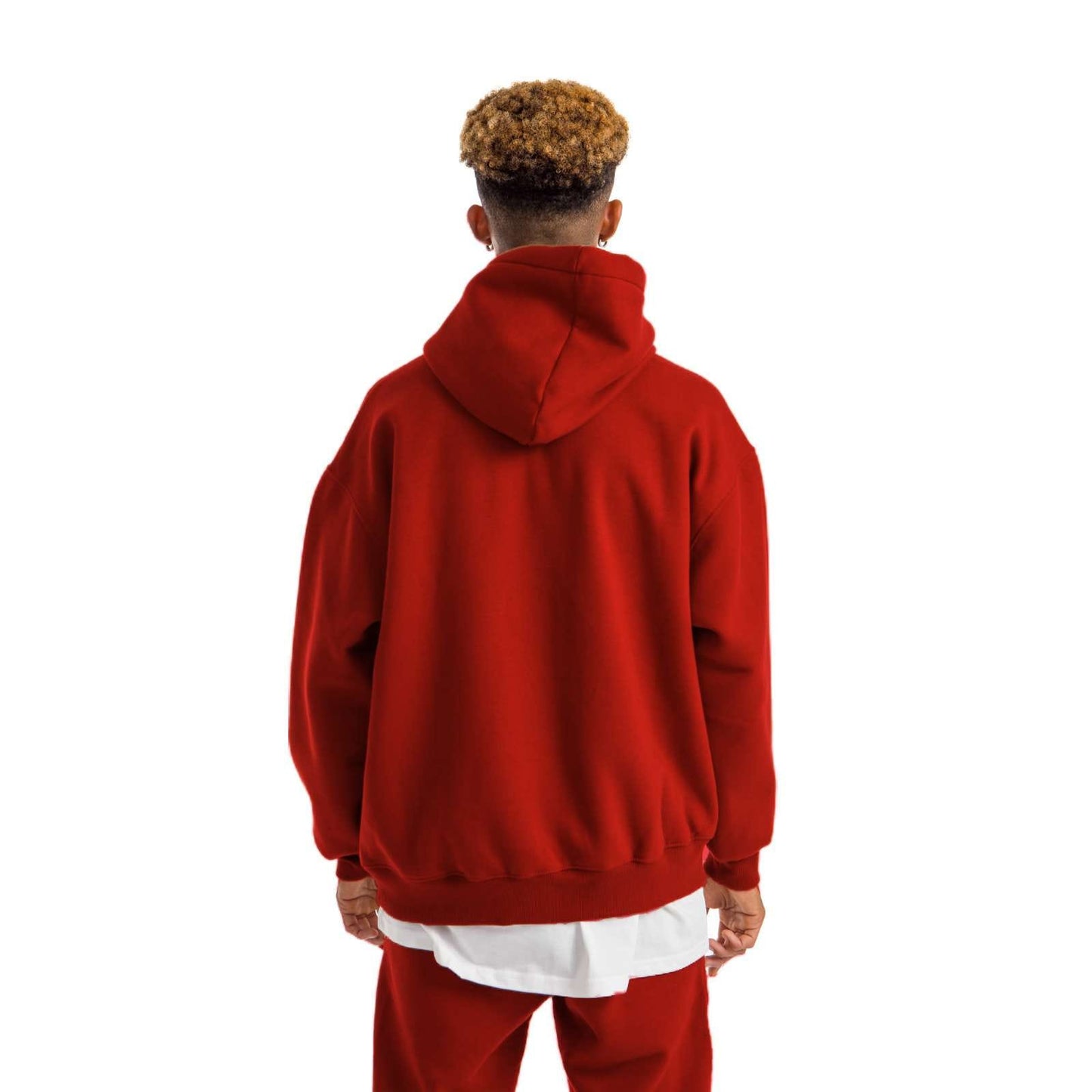 Men burgundy Heavy Melton Hoodie