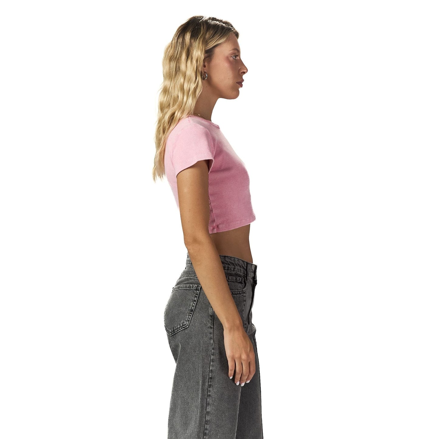 Pink ribbed short Sleeveless basic body
