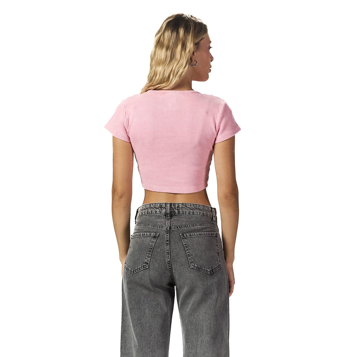 Pink ribbed short Sleeveless basic body