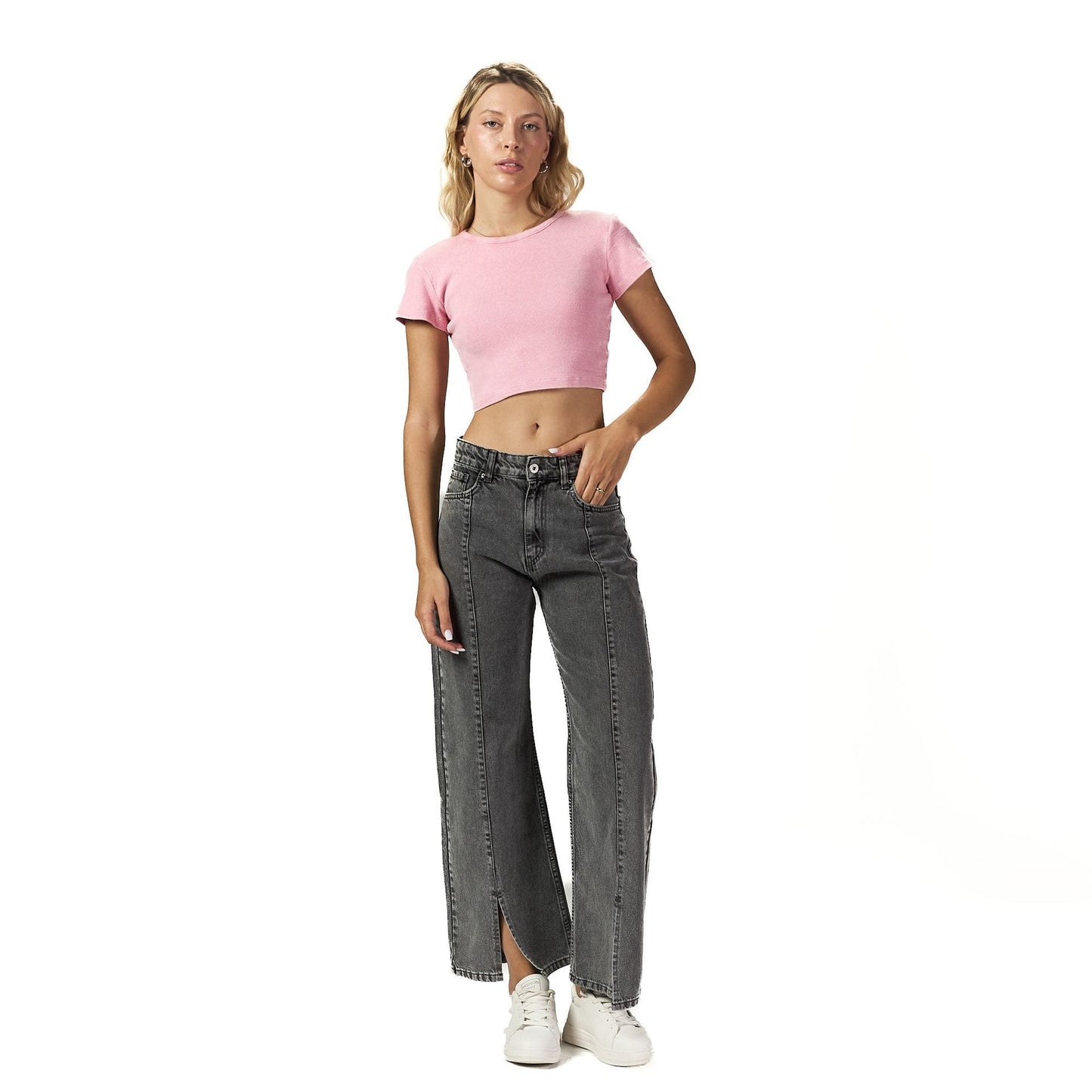 Pink ribbed short Sleeveless basic body