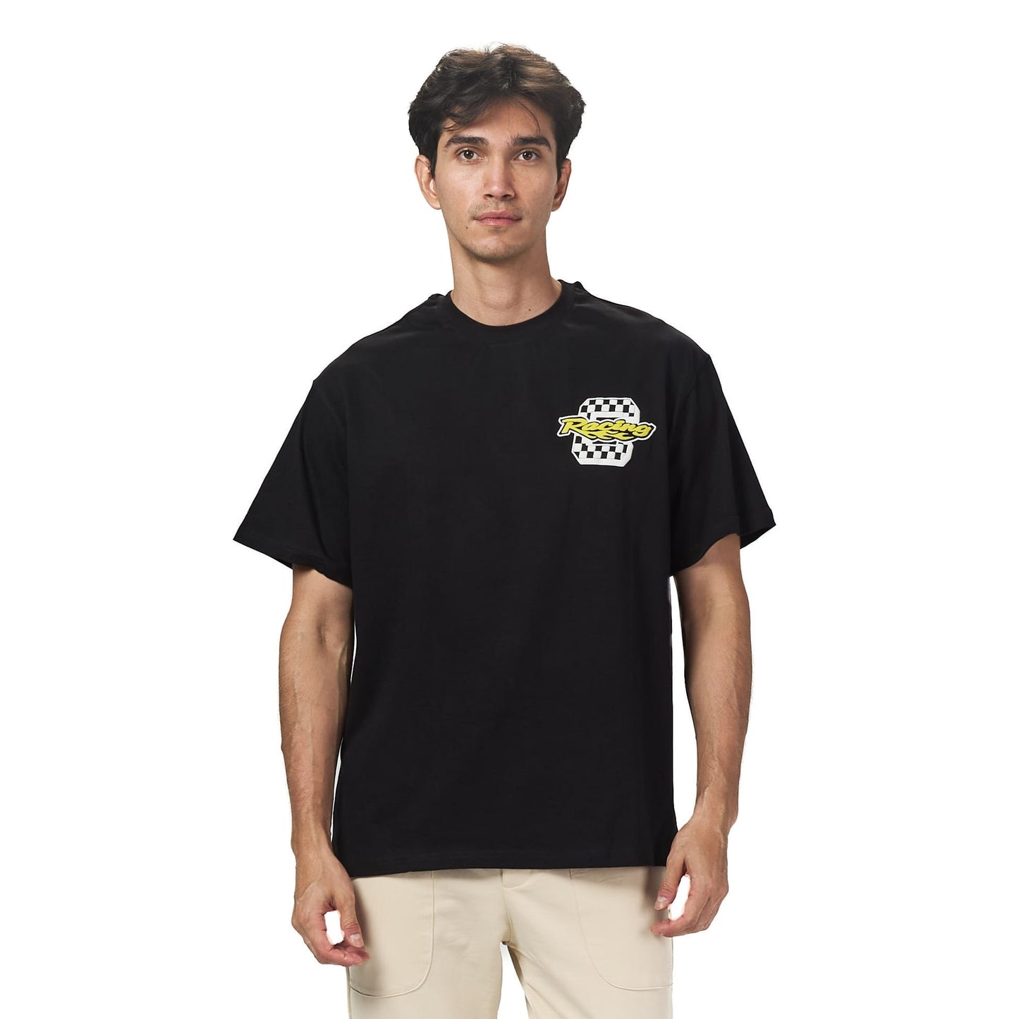 Racing Black Oversized Printed T-shirt