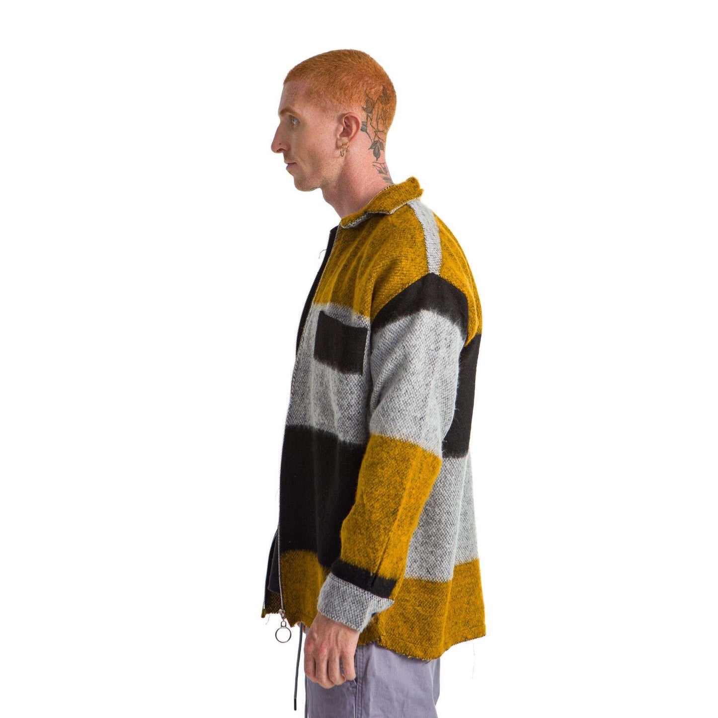 Simple Classic Plaid Jacket Orange Grey Black