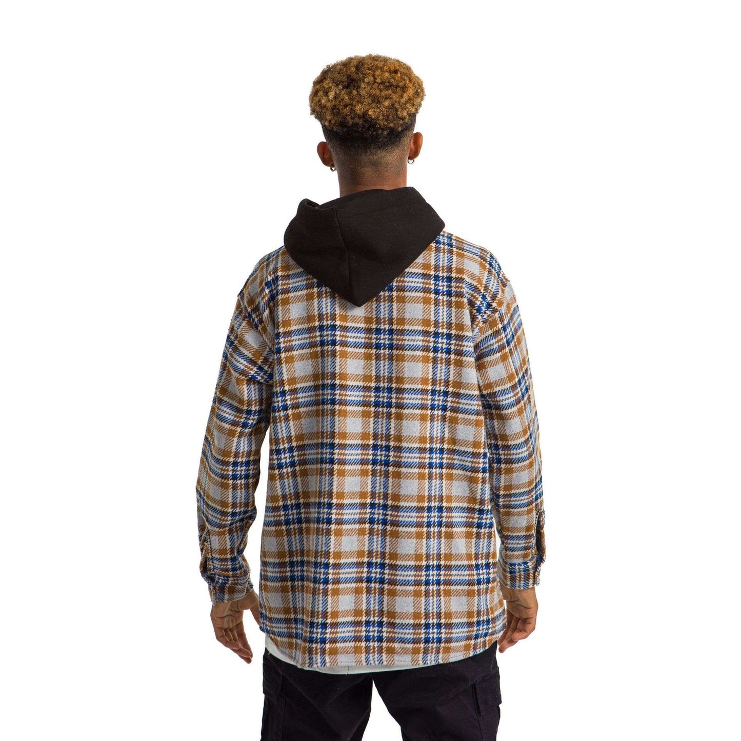 Vintage Hoodia Caro Plaid Jacket Blue Beige