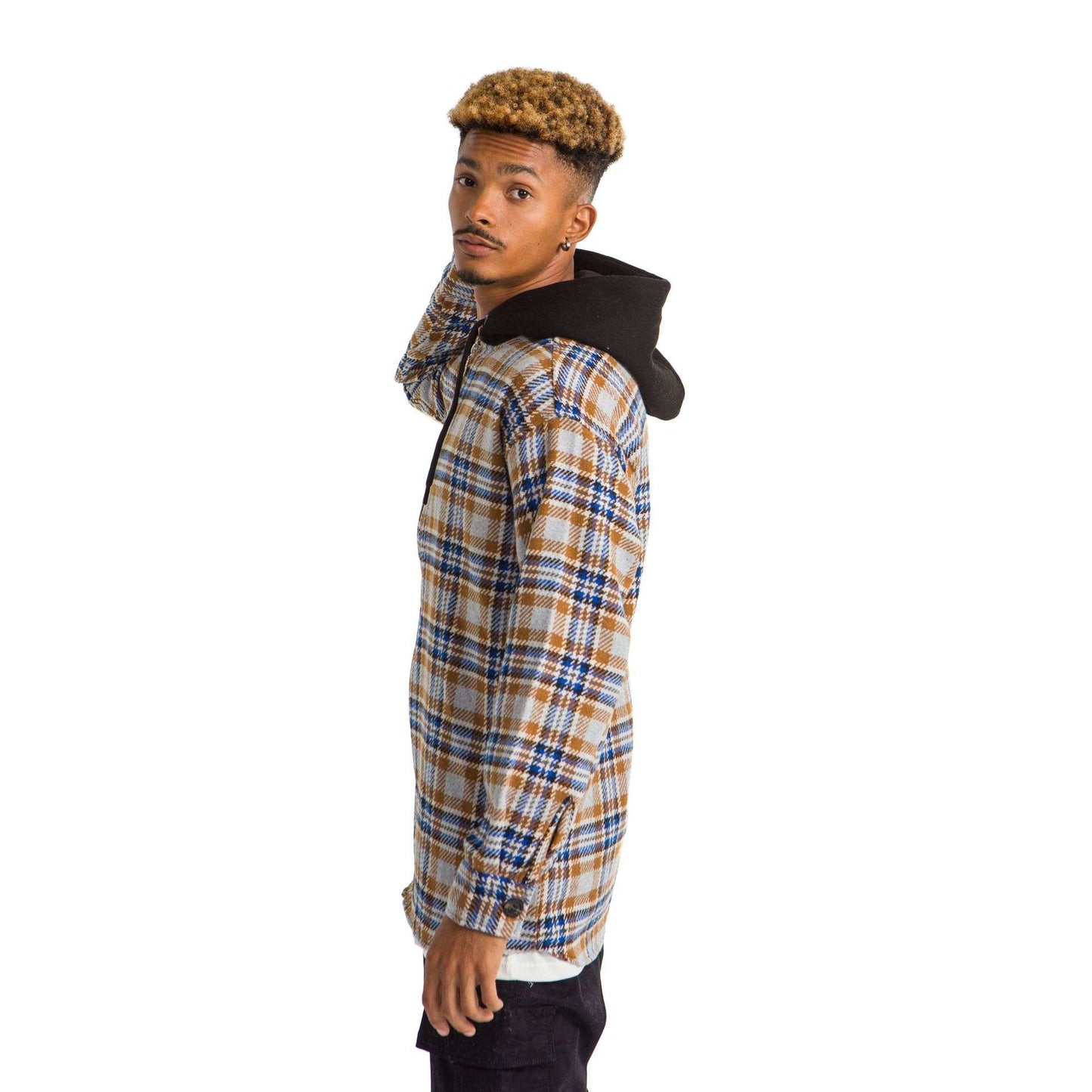 Vintage Hoodia Caro Plaid Jacket Blue Beige