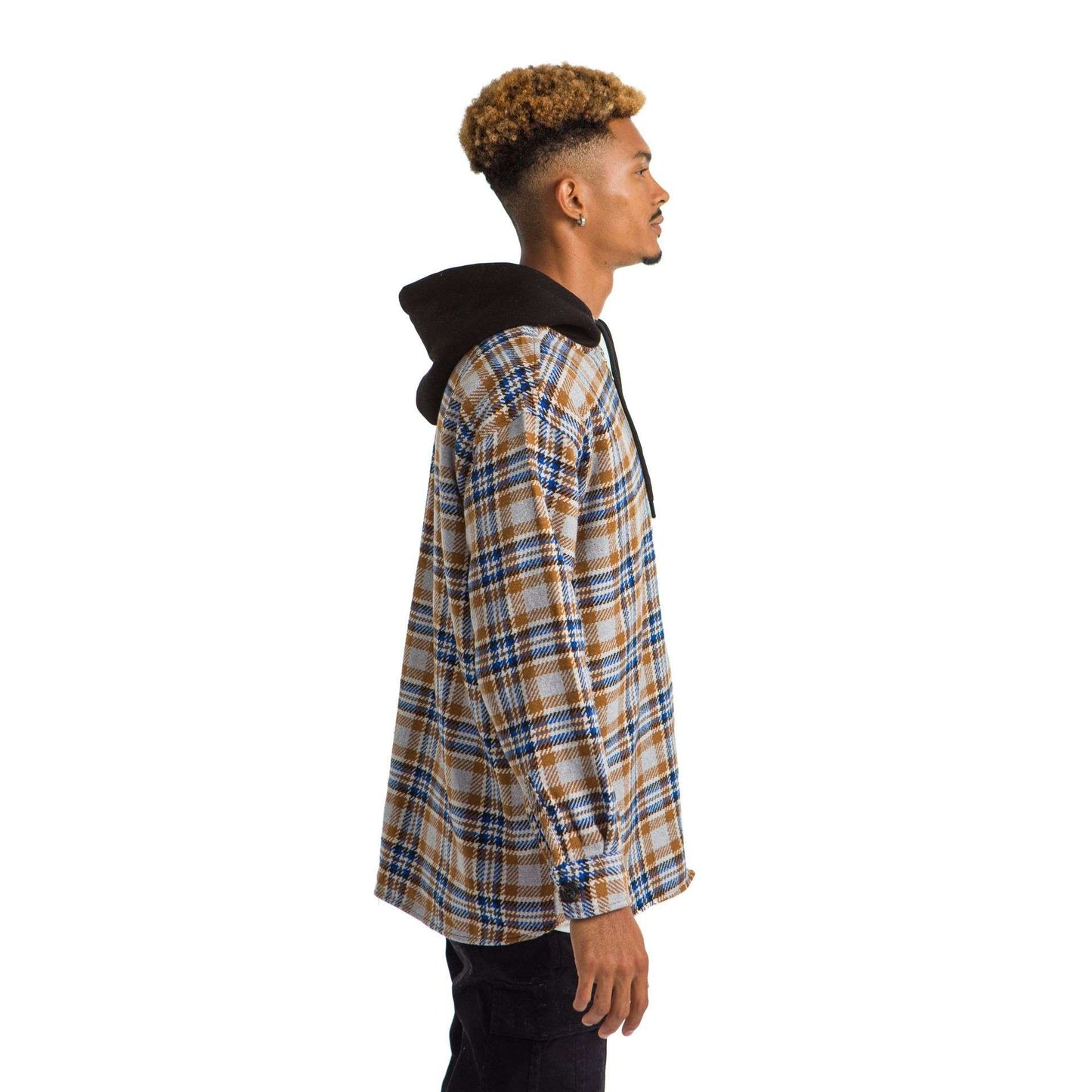 Vintage Hoodia Caro Plaid Jacket Blue Beige