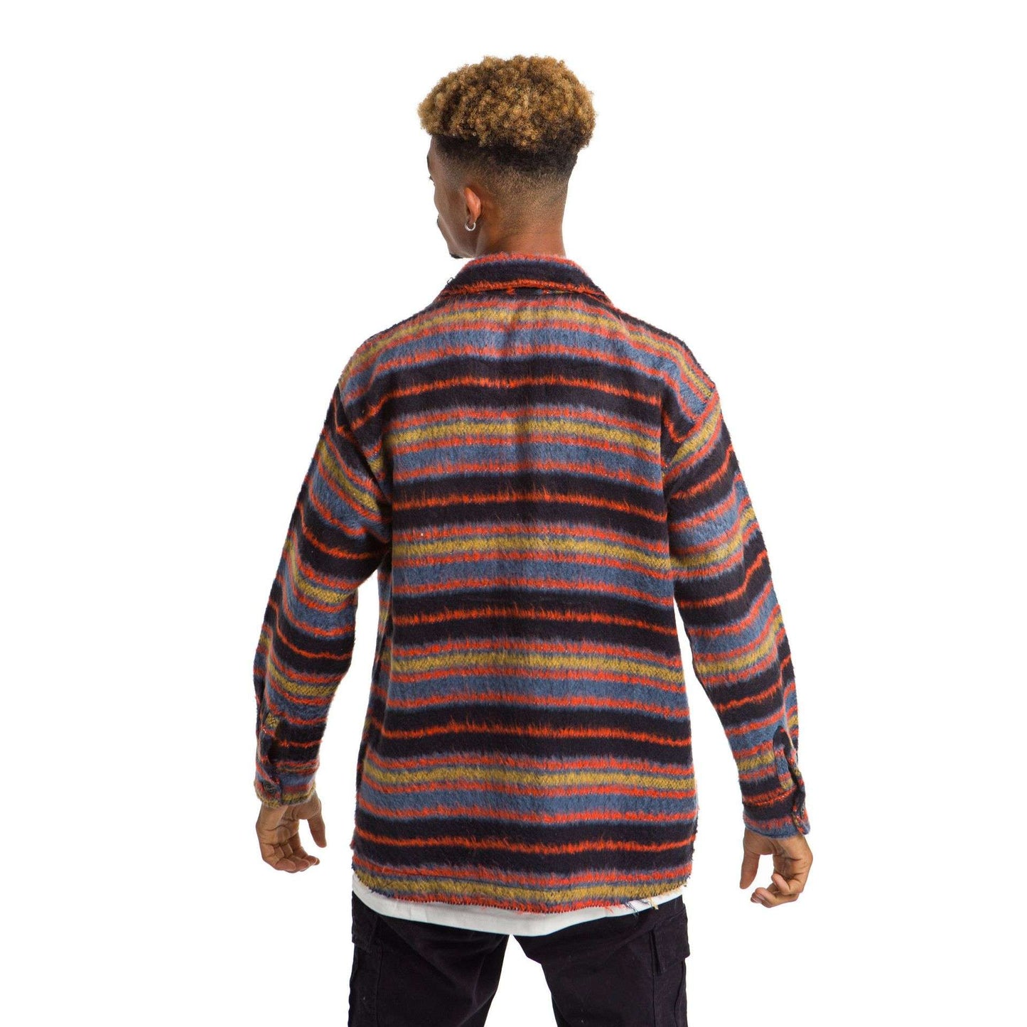 Vintage and Wool Zipped Plaid Jacket Wavy Lines