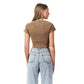 Washed brown ribbed short Sleeveless basic body