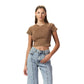 Washed brown ribbed short Sleeveless basic body