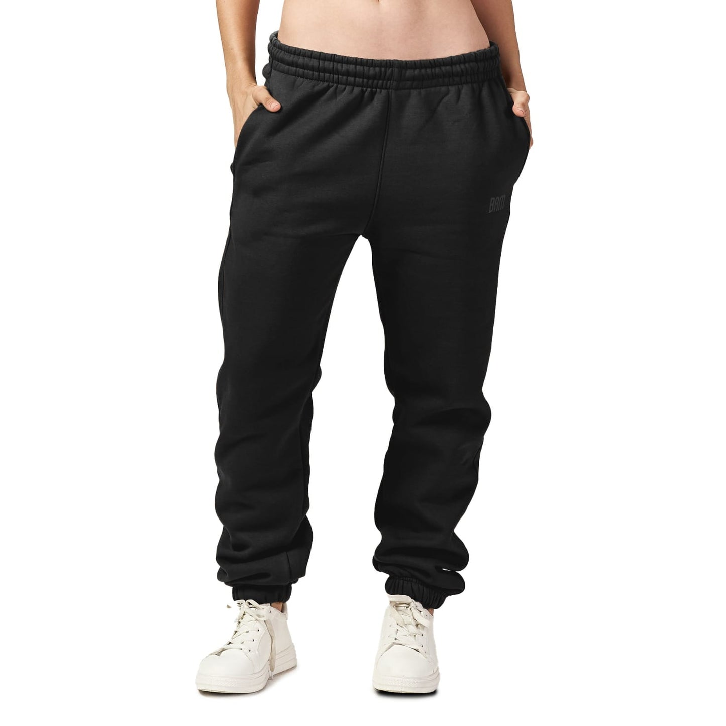 Women Black Heavy Melton Sweatpant
